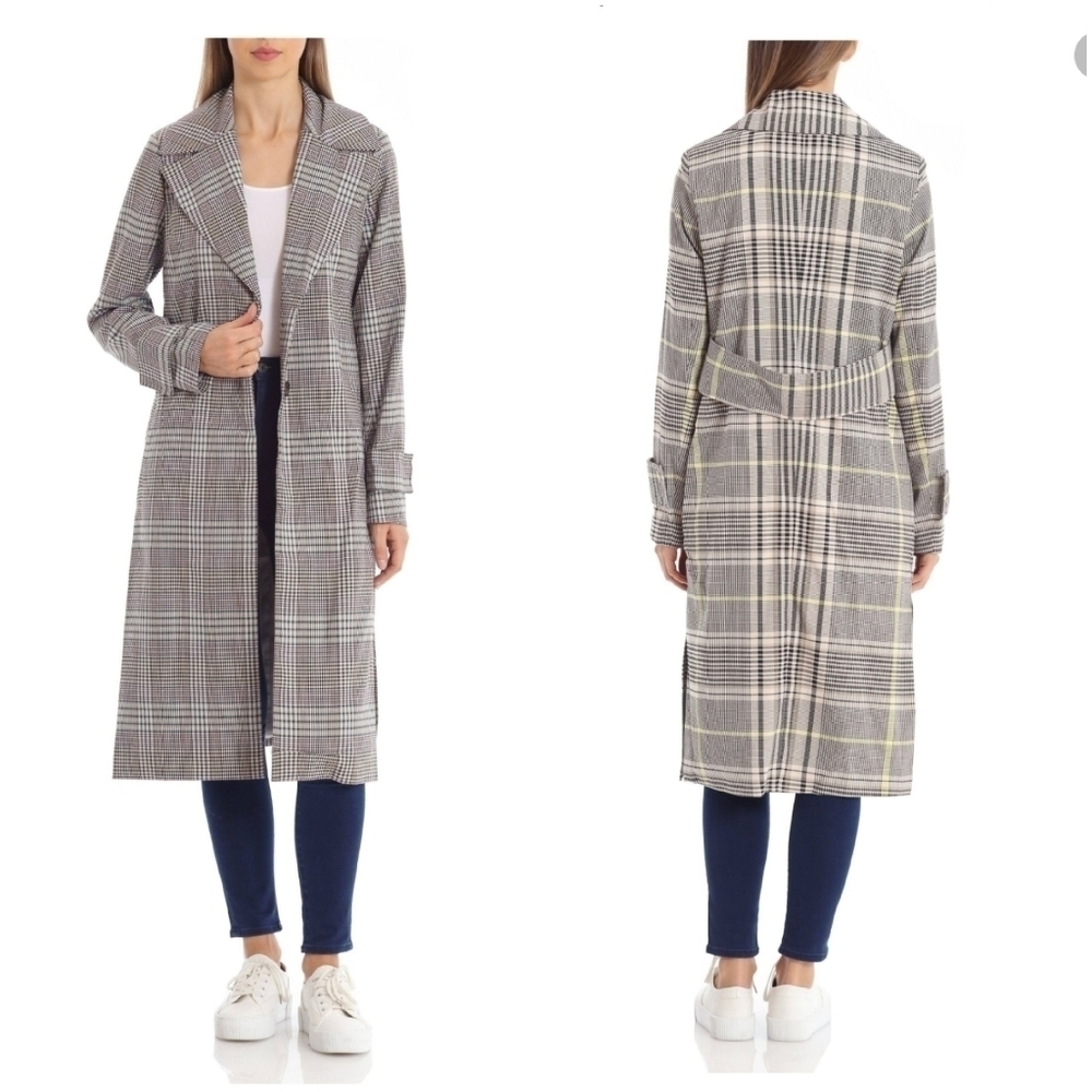 Avec Les Filles Plaid Trench Coat M Pink
